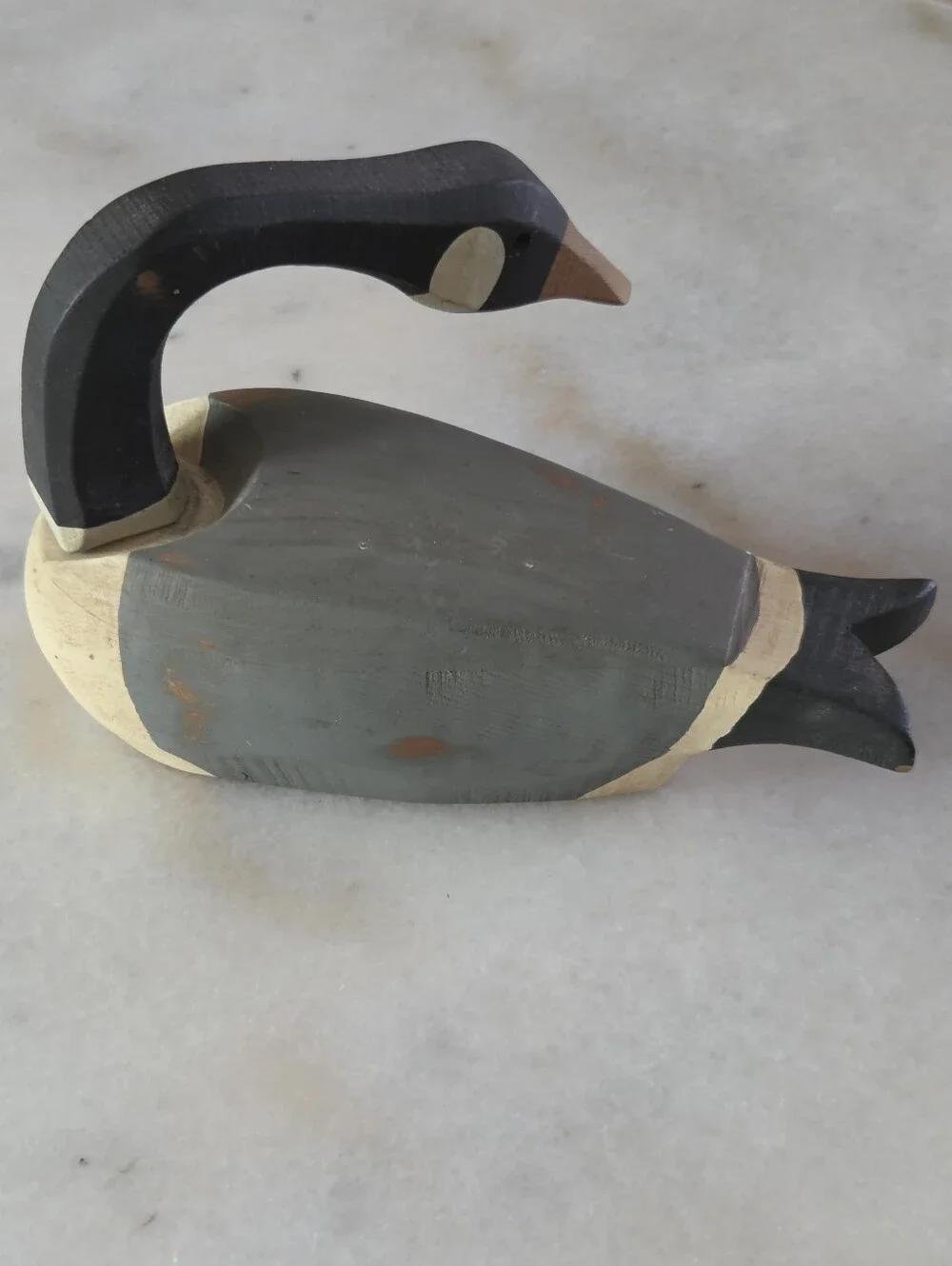Hand-Carved Wooden Duck Goose Decoy With Adjustable For Posing / Removable Head